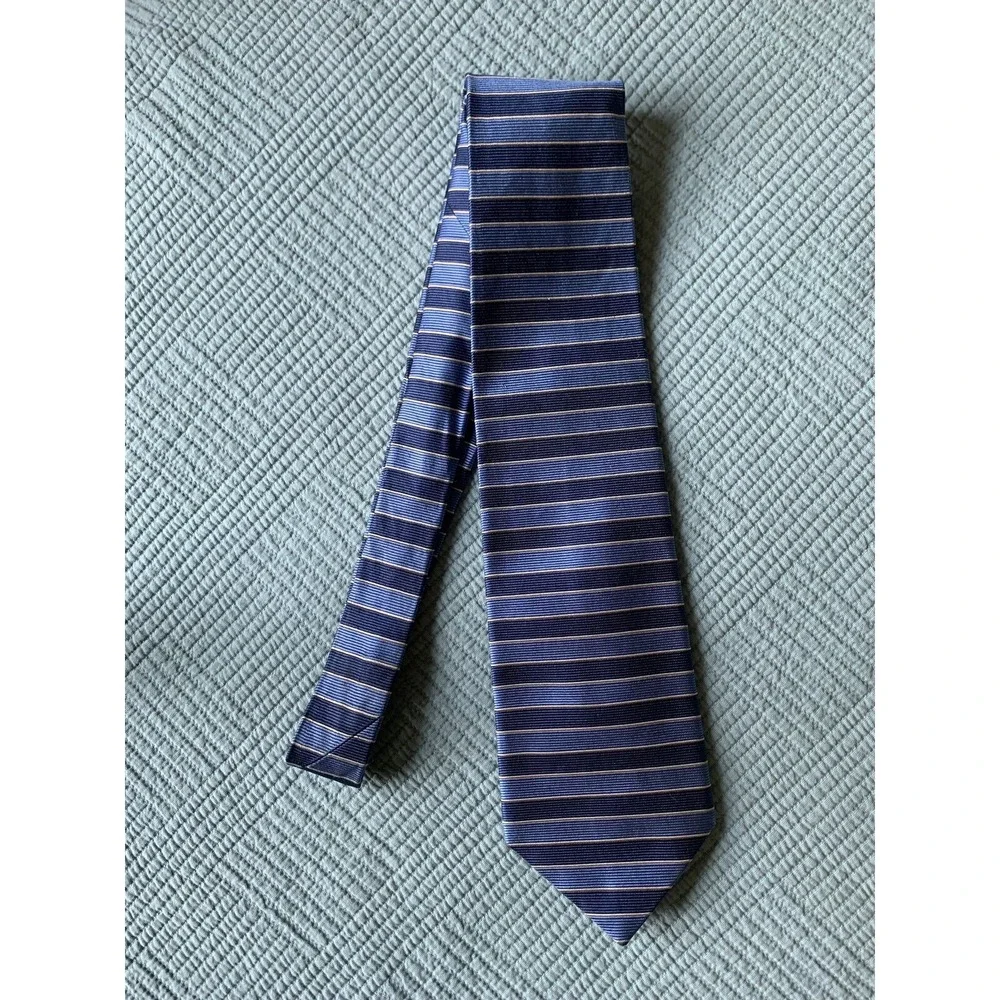 Mens Brooks Brothers Makers‎ All Silk Blue Striped Neck Tie